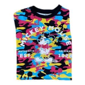 Mens Mickey Mouse T-shirt short sleeve Multicolor Camo Limited Edition new S